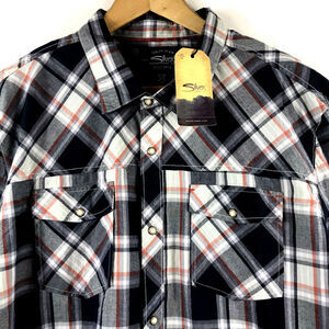 SILVER Jeans Co Mens Size XL Western Plaid Pearl Snap Shirt Maple $58